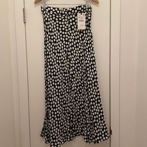 Zara Black & White Polka Dot Maxi Skirt Medium